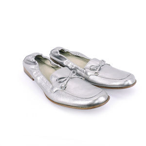 Salvatore Ferragamo Silver Elastic Ballet Flats